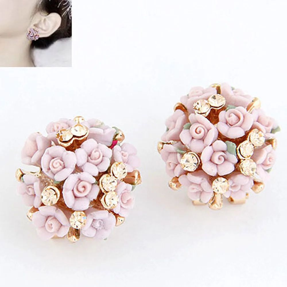 Богемные серьги гвоздики с кристаллами 2017 модные дизайнерские цветами для