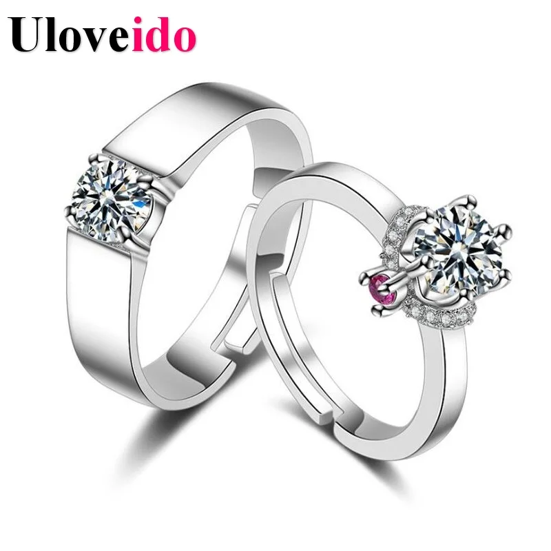 Uloveido His and Her A Pair of Wedding Rings Couple Engagement Ring Valentine's Day Jewelry Gift Cubic Zironcia | Украшения и