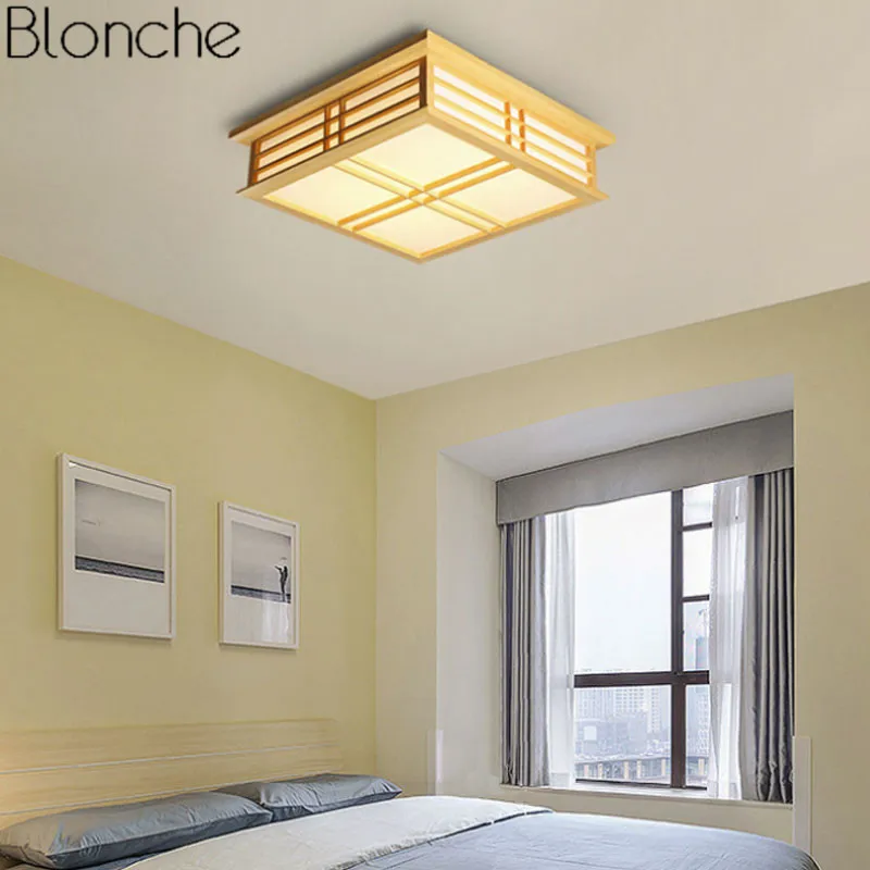 Creative Wood Ceiling Lamp Japanese Style Light Fixture for Dining Room Bedroom Luminaire Modern Home Deco Lighting 220V | Лампы и