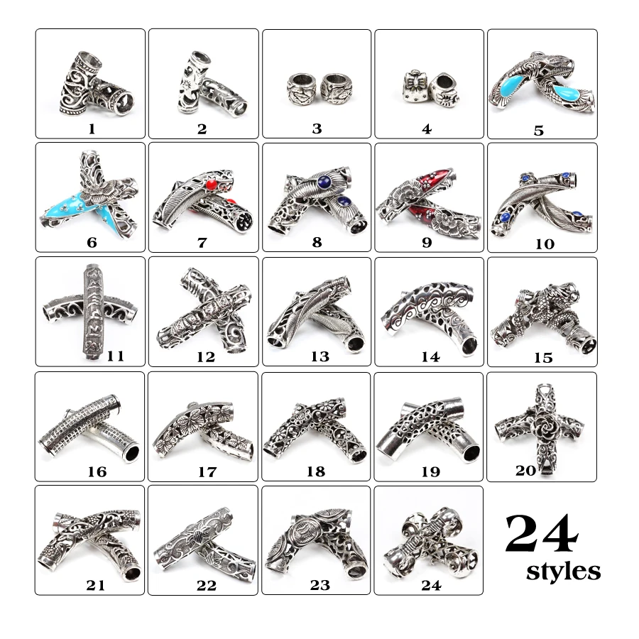 Металлические манжеты для волос дредлоки Клипсы из бисера серебряные