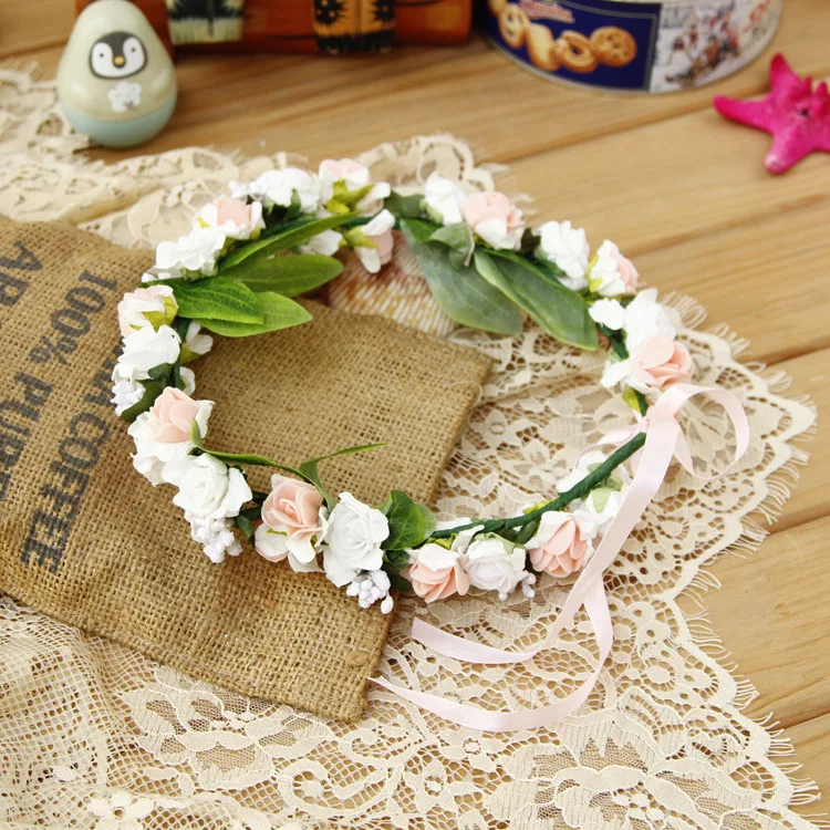Ободки для волос с цветами девочек детское цветочное кольцо головной убор корона