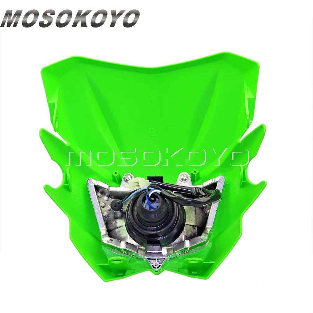 Зеленый внедорожный питбайк фары для мотокросса передняя лампа для Kawasaki KLX 150 KX 65 85 125 250 500 250F 450F