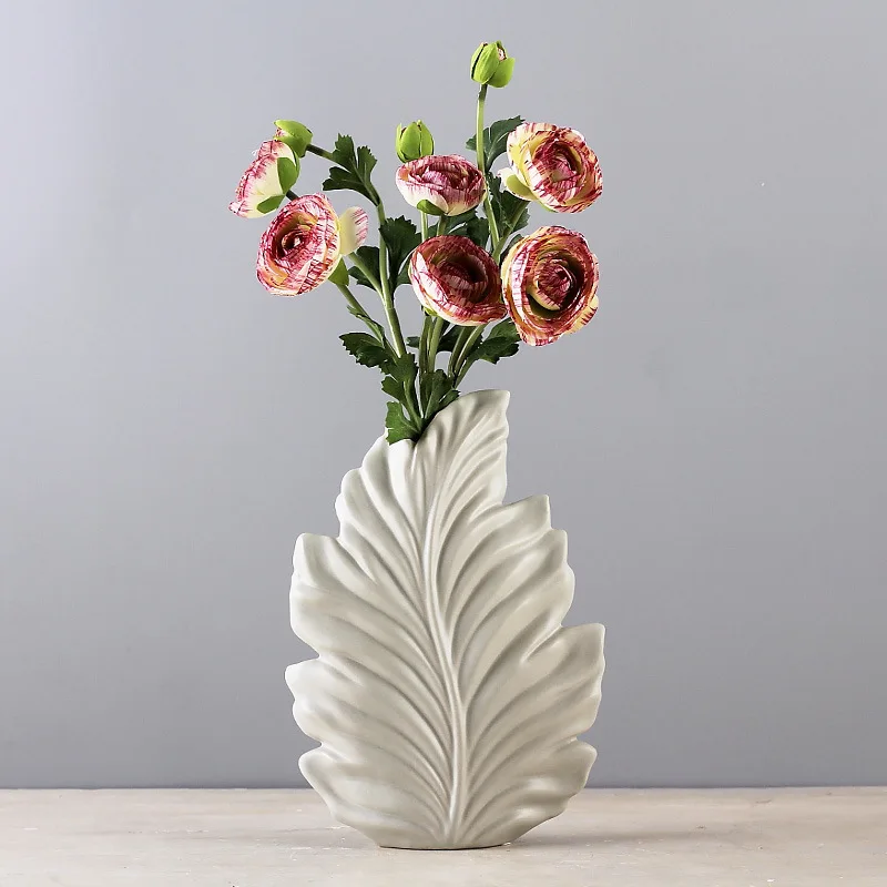 Современные украшения дома листьев Керамика ваза Настольная Ваза Европа Стиль
