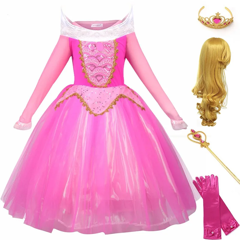 Dress Set-2 PaMaBa Детский карнавальный костюм принцессы платье Авроры для девочек спальный Красота Хэллоуина; Косплэй кофта с длинными рукавами; вечерние платья для девочек - Цвет: Dress Set-2