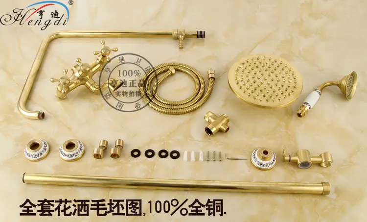 Ванная комната ретро античная медь латунь Ванна Душ Набор Настенный 8