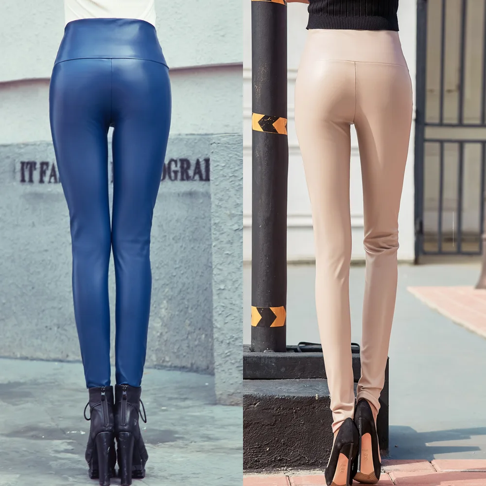2023 Available Winter Autumn New Arrival Leather Leggings PU High Waist Woman Quality Femme soft warm trousers Free Shipping