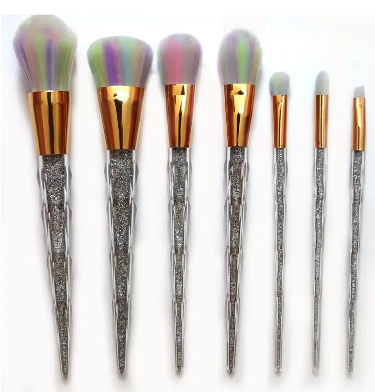 

Colorful Cosmetic Makeup Brush Set 7Pcs High Quality Clear Diamond Makeup Foundation Powder Blush Eyeliner Brushes Tools 50sets