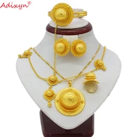adixyn gold color ethiopian jewelry set pendantnecklacebangleearringringhairchain african eritrea wedding sets n06154
