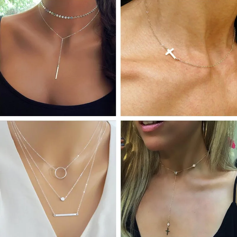 Модные прозрачные крест округлое ожерелье-чокер имитация жемчуга нескольких