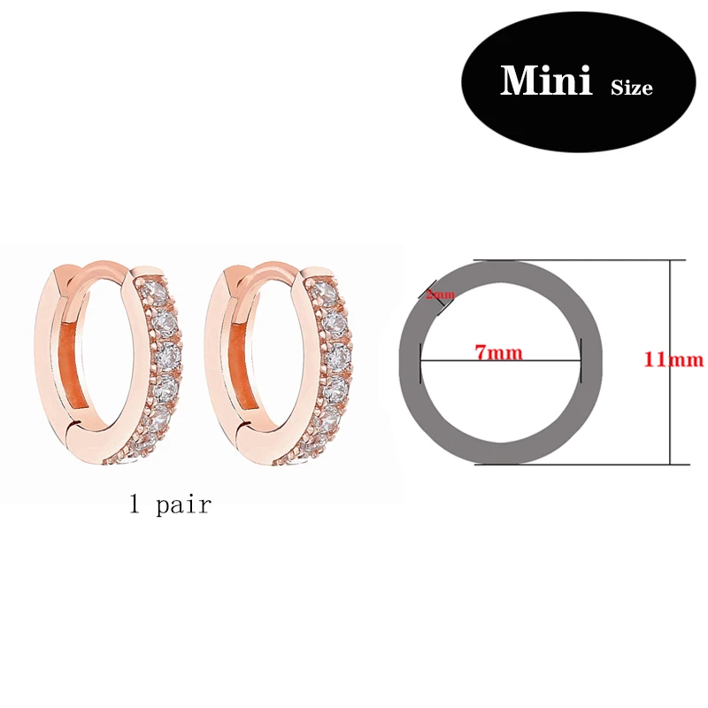 Slovecabin 925 Sterling Silver Gold Hoop Earrings For Women Accessories Round Huggies Pin Big Circle Ear Ring Small Clip Jewelry - Окраска металла: Mini Rose Gold