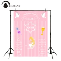 allenjoy backdrop for photography studio pink little girl my first holy communion customize background original design photocall