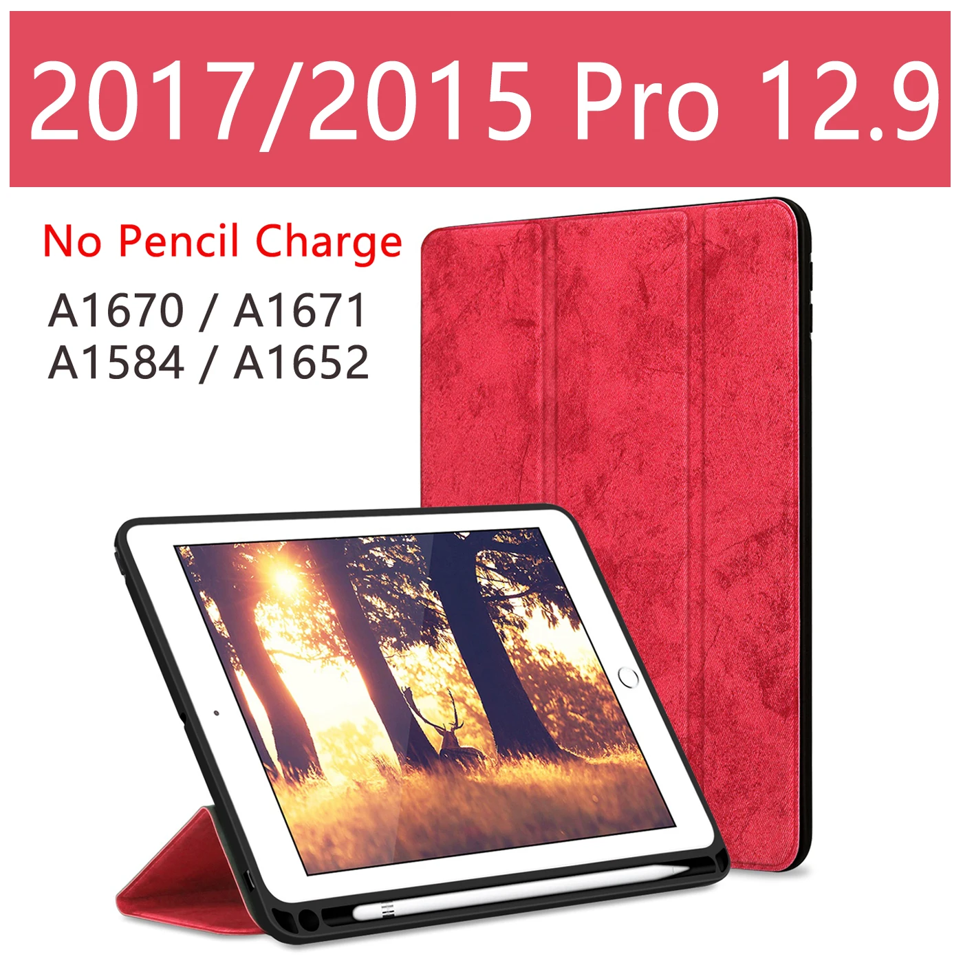 Red FG pro12.9 2017 Для iPad Pro 12,9 чехол с карандашом держатель из искусственной кожи TPU мягкий чехол для iPad Pro 12,9 чехол(только чехол, без ручки - Цвет: Red FG pro12.9 2017