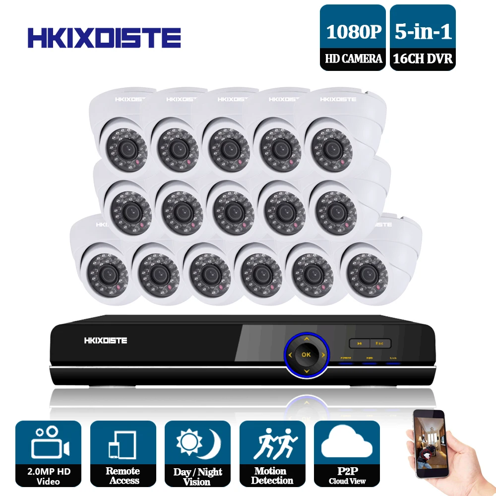 Комплект AHD видеорегистратора 16 каналов 1080P 24 светодиода 2 м|ahd dvr kit|dvr kitcctv camera system |