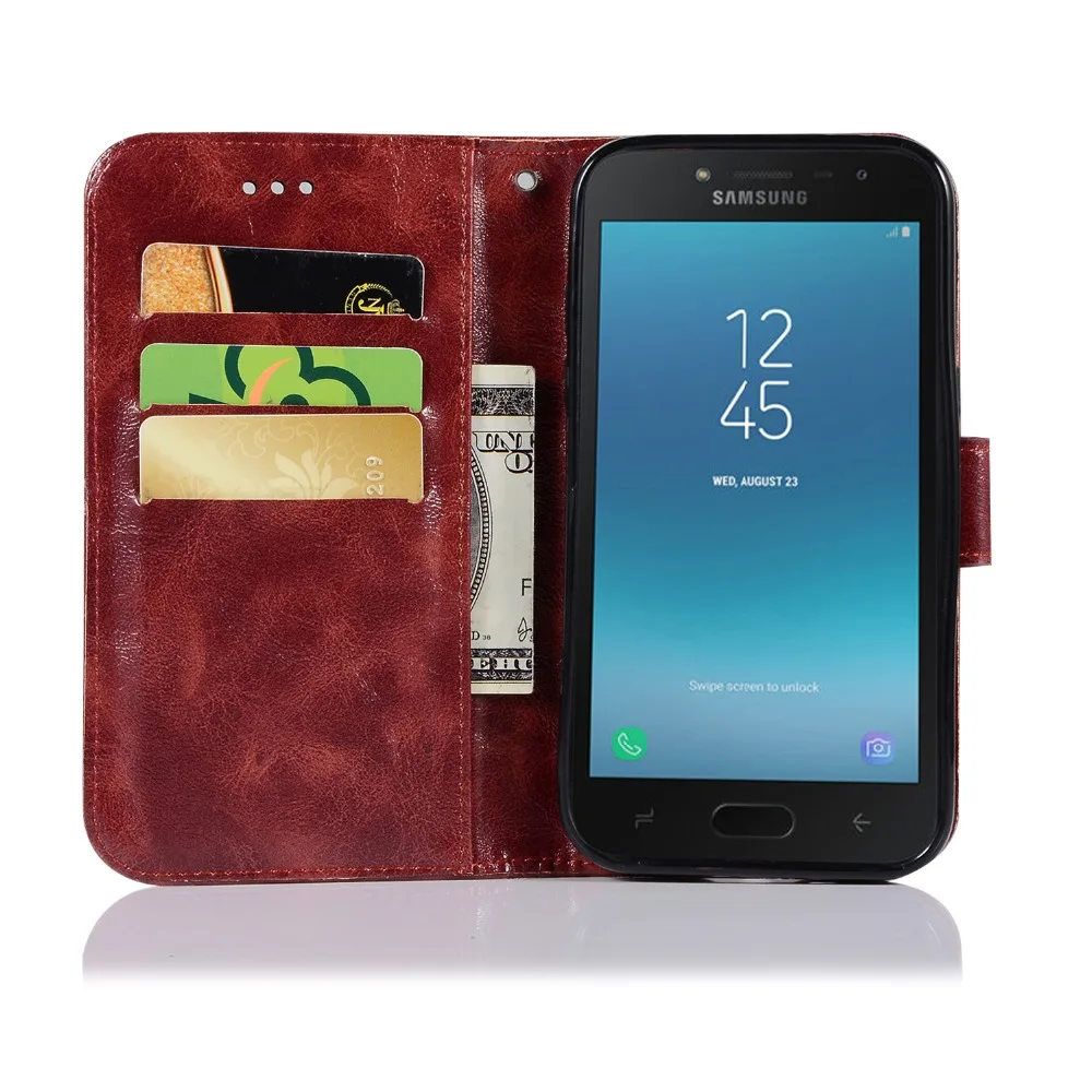 Флип кейс для Samsung Galaxy J2 Pro 2018 чехол из искусственной кожи телефона J250F защитный