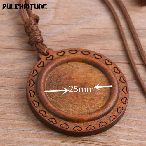8D136825mm PULCHRITUDE 2 шт. 25/30 мм, длинна по стельке дерево кабошоны принадлежности пустой камея Подвеска База лотки с кожаной шнура для изготовления ювелирных изделий - Цвет: 8D136825mm