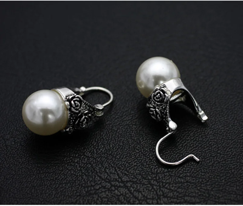 MOONROCY Free Shipping Fashion Jewelry wholesale Vintage Cubic Zirconia Crystal Imitation Pearl Earrings Vintage rings Gift