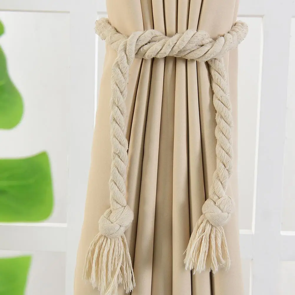 

2Pcs Handmade Hemp Rope Curtain Drapes Tieback Holdback Holder Line Accessories