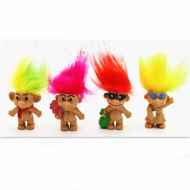8 шт./партия красочные волосы Тролль кукла семья папа мама ребенок мальчик