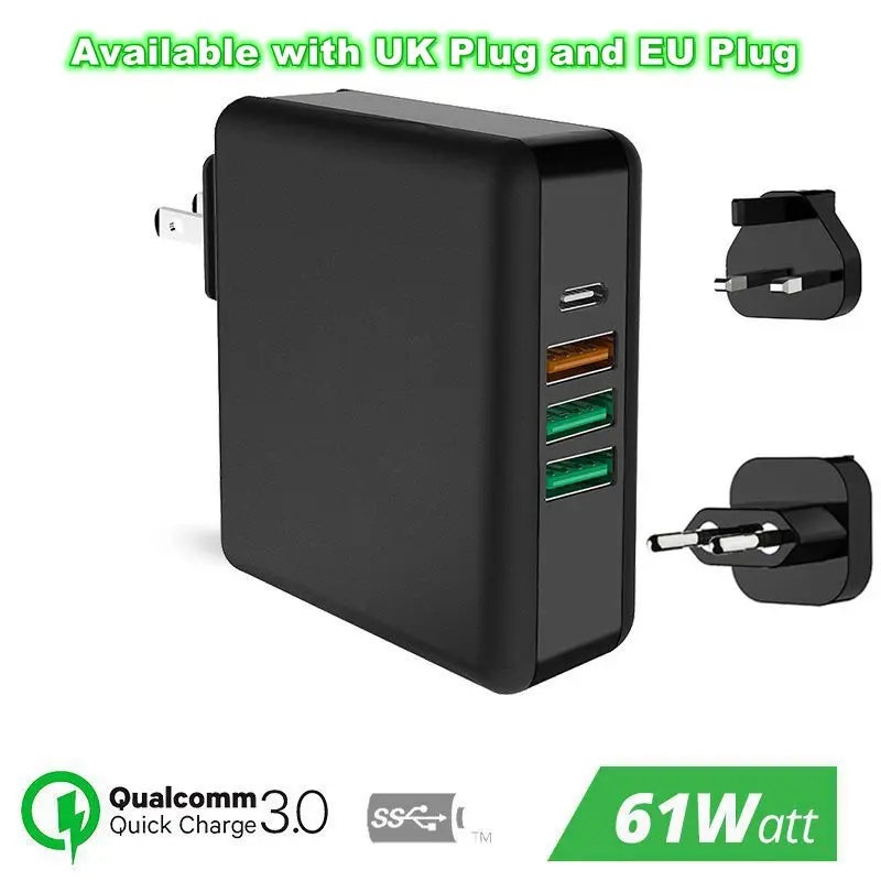 Быстрое зарядное устройство USB Type C 61 Вт QC 3 0 быстрое для Macbook Samsung A50 A30 iPhone