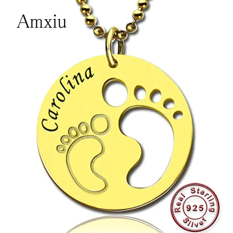 Ожерелье Amxiu с именем на заказ, ожерелье из серебра 925 пробы с круглым кулоном для женщин и девушек, подарки от AliExpress RU&CIS NEW