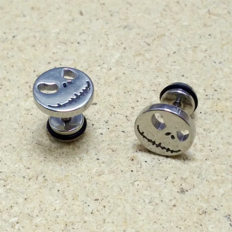 Женские и мужские серьги с изображением черепа монстра Skeleton Monster Head, цвет золото и черный, из нержавеющей стали, кольцевые серьги в виде черепа, украшения для ушей Brincos.