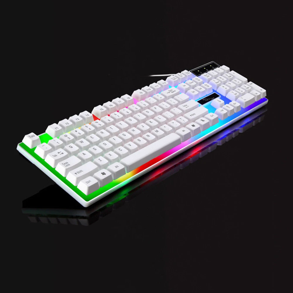 Офисные USB Powered клавиатура и мышь комплект игровой Радужная подсветка ABS стильный