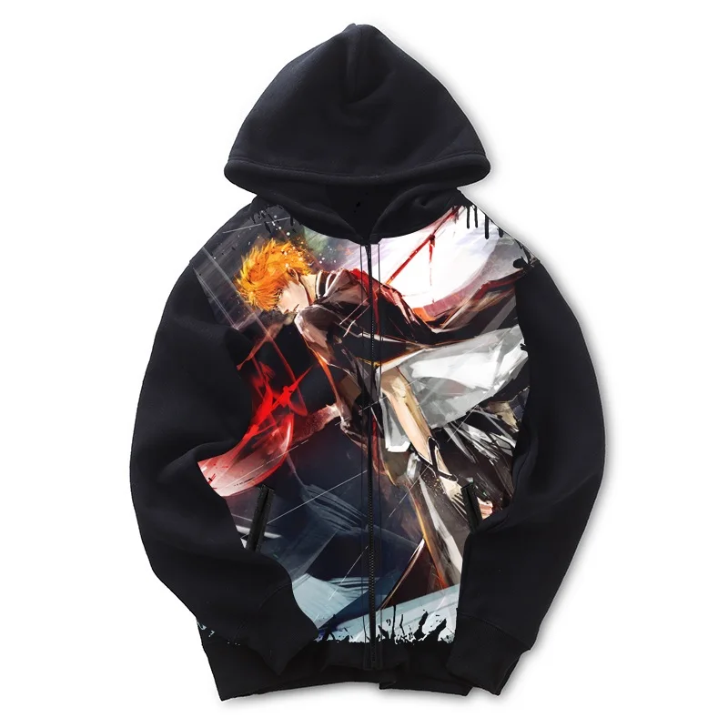 Высокое качество Q унисекс аниме BLEACH толстовка с капюшоном Куросаки Ичиго Иноуэ
