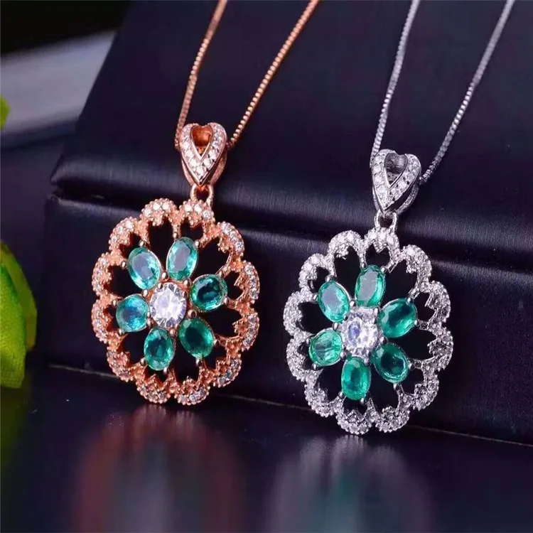 KJJEAXCMY boutique jewels S925 чистое серебро натуральный изумруд инкрустация Колье ювелирные