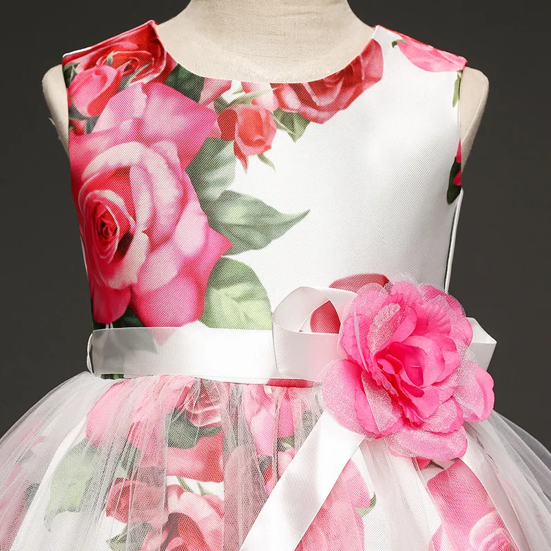 Детские праздничные Платья с цветочным рисунком для девочек летнее Милое