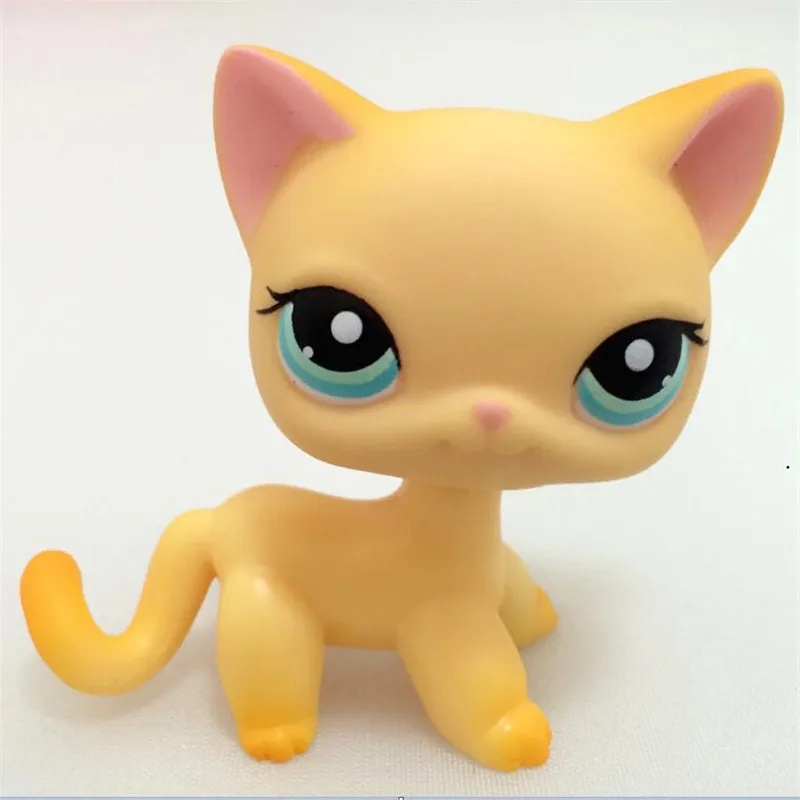rare pet shop lps standing little short hair cat pink#2291 grey#5 black#994 old original pet toys kitten free shipping