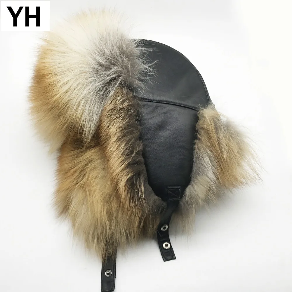 Мужская шапка из натурального меха лисы теплая Повседневная Мягкая бомбер 2021 для