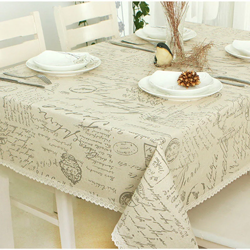Скатерть в Европейском стиле льняная скатерть с кружевными краями прямоугольная буквенным принтом для
