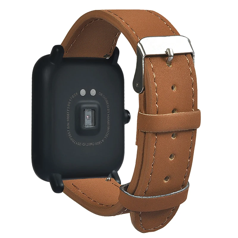 Hangrui ремешок из натуральной кожи для Xiaomi Huami Amazfit ремешок Bip браслет Молодежные умные часы наручные часы Группа Смарт аксессуары