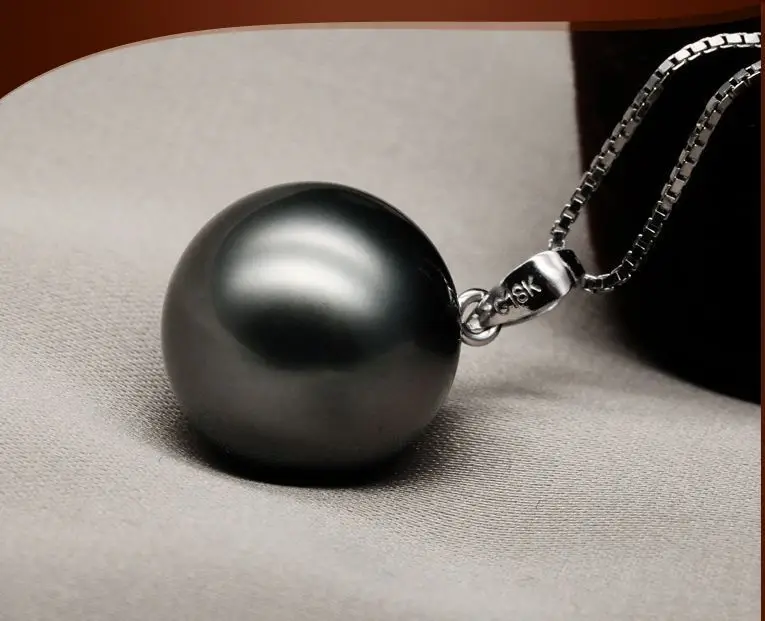 

Hot selling free shipping********elegant 16mm natural tahitian black shell Pearls pendant necklace
