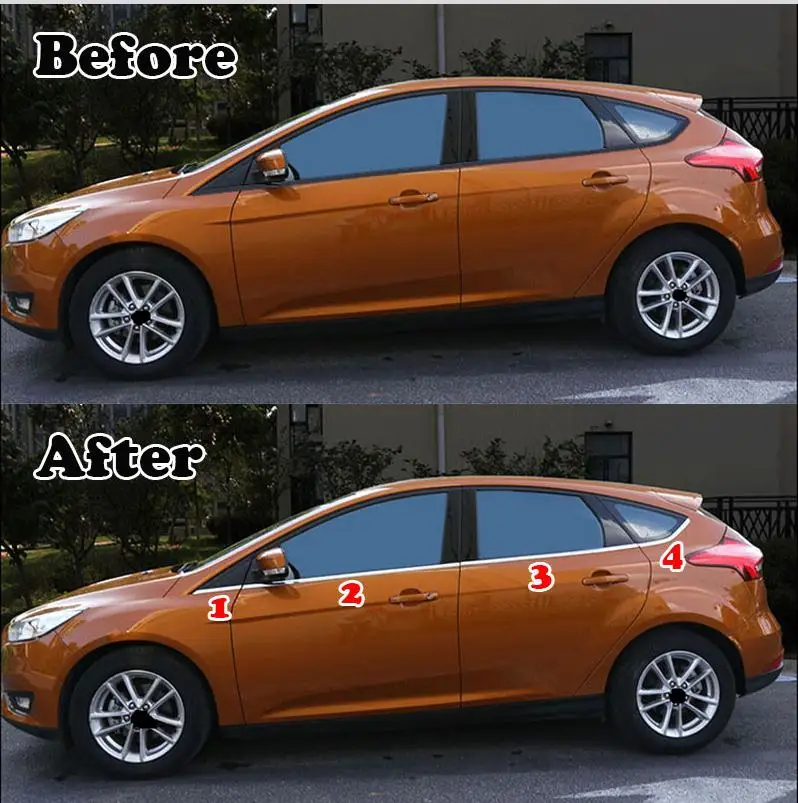Подходят для Ford Focus 12-люк хромированный нижний подоконник крышка отделка МОЛДИНГ