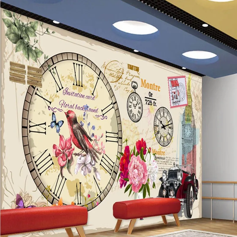 Пользовательские 3d росписи Ретро ручная роспись Лондонский автомобиль обои