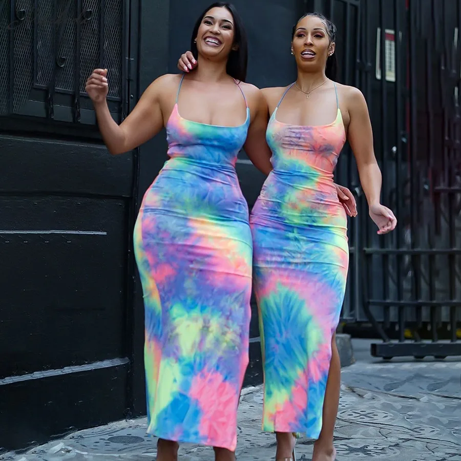 Macheda Женское летнее облегающее разноцветное длинное платье с перекрестными