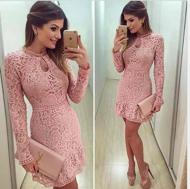 Новые Прибытия Vestidos Женщины Мода Повседневная Кружева Платье О-Образным Вырезом