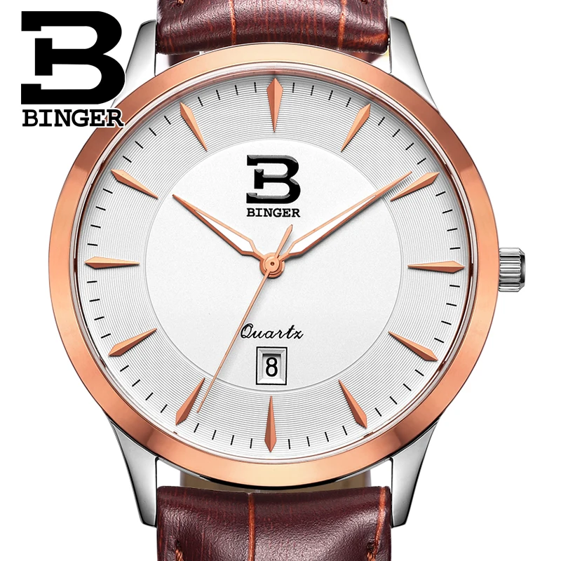 

Швейцарские часы для мужчин люксовый бренд Бингер Бизнес Кварцевые полностью из нержавеющей стали водонепроницаемые наручные часы B3005M-7