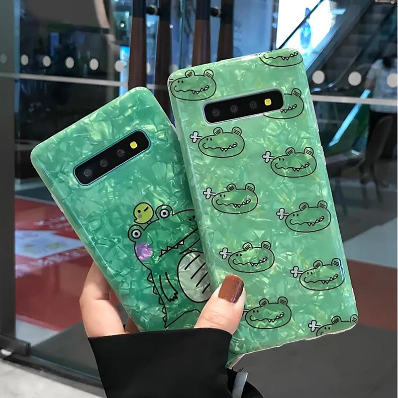 YHBBCASES мягкие чехлы с рисунком крокодила для Samsung Galaxy S8 S9 S10 Plus Модный чехол ракушка