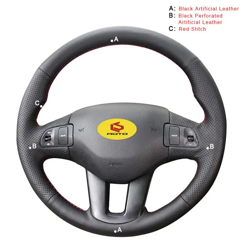 Artificial Leather Чехлы рулевого колеса автомобиля для Kia Sportage 3 2011- Kia Ceed Cee 'd 2010-2012 внутренняя Авто оплетка на крышку рулевого колеса - Название цвета: Artificial Leather