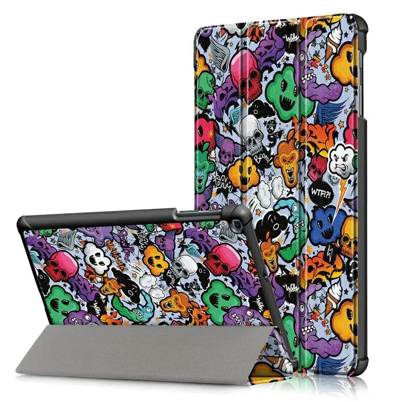 Printed Color 01 Для Samsung Galaxy Tab 10,1 T510 T515 Бизнес окрашенные сна Wakup ПУ тонкий кожаный книга флип чехол - Цвет: Printed Color 01