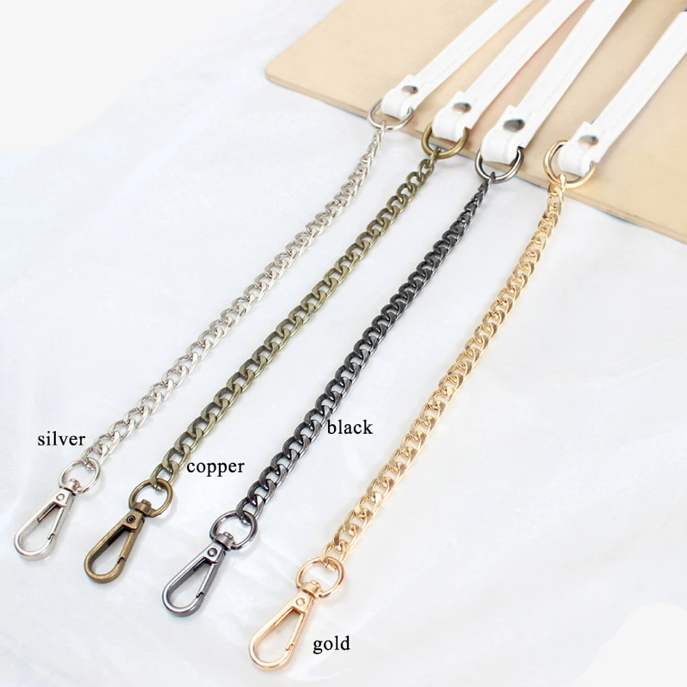 white black chain 120 см ремни из искусственной кожи с металлической цепочкой для сумки через плечо DIY Замена сумки D пряжка сумка ремень ручки сумки аксессуары - Цвет: white black chain