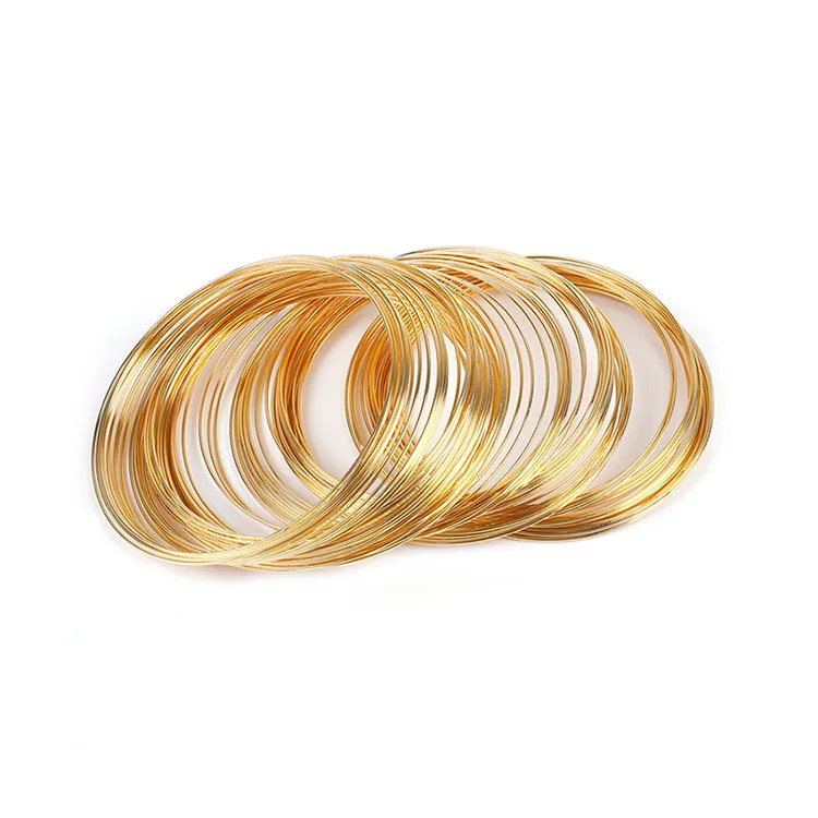Gold 100 петель, 0,6 мм, серебристая, золотая, бронзовая, с памятью, стальная проволока для рукоделия, ювелирных изделий, многослойный браслет для изготовления браслетов - Цвет: Gold