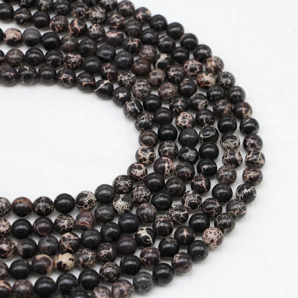 

1 Strand 4-12mm Natural Stone Black Sea Sediment Turquoises Jaspers Loose Spacer Beads Bracelet for DIY Jewelry Making Findings