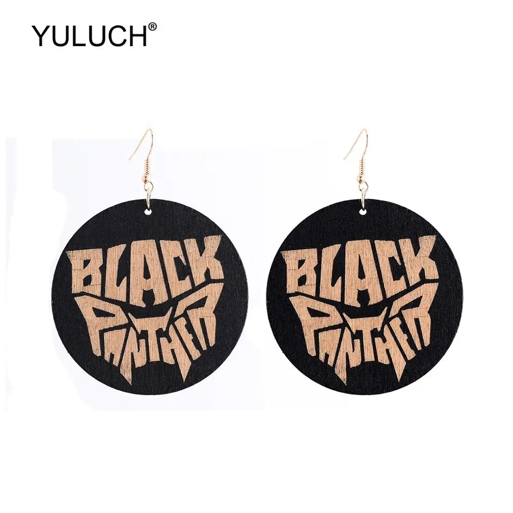 YULUCH 2019 этнические круглые черные деревянные подвесные серьги в африканском
