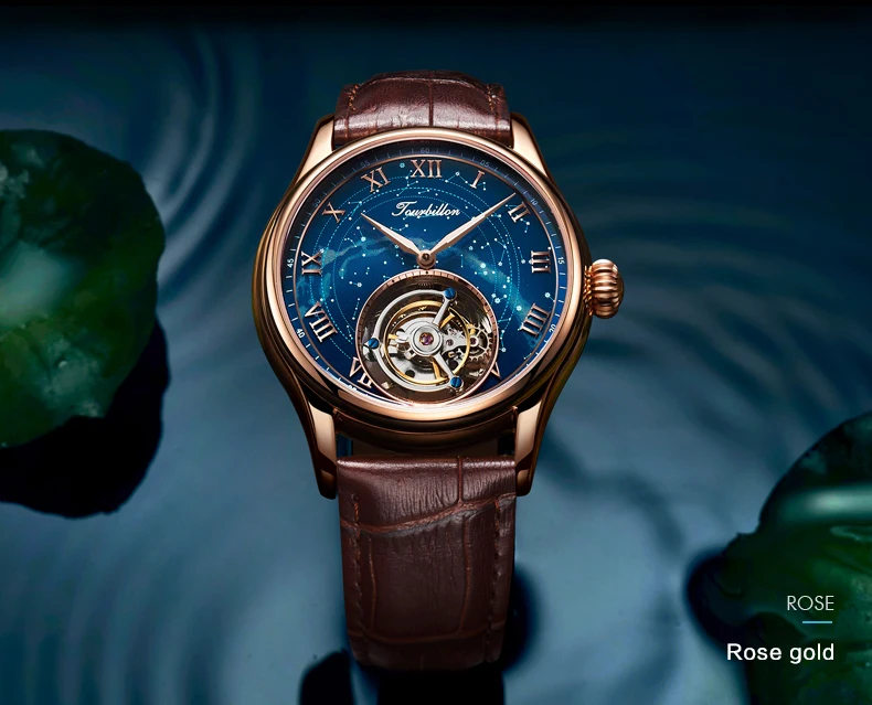 Топ Роскошные Tourbillon Мужские механические часы Звездное небо циферблат оригинальные настоящие Tourbillon движение часы relogios masculinos