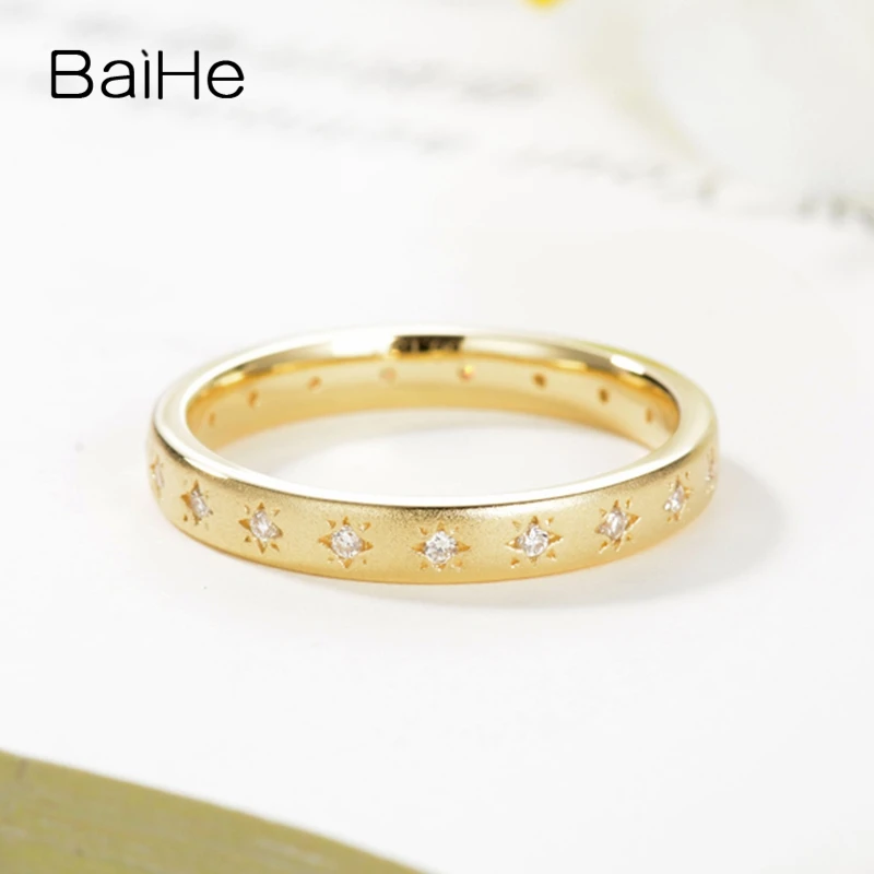 BAIHE Genuine Solid 14K Yellow Gold 0.15ct Round H/SI Sparkling Natural Diamond Wedding Band Fine Jewelry Star Ring Women Man
BAIHE Genuine Solid 14K Yellow Gold 0.15ct Round H/SI Sparkling Natural Diamond Wedding Band Fine Jewelry Star Ring Women Man