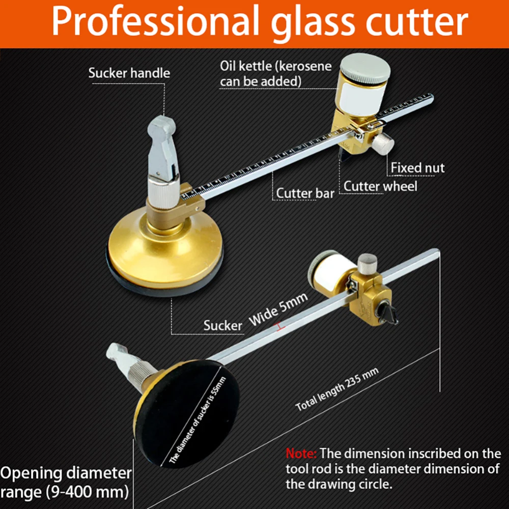 Профессиональный компасный стеклянный резак многофункциональный Высокоточный