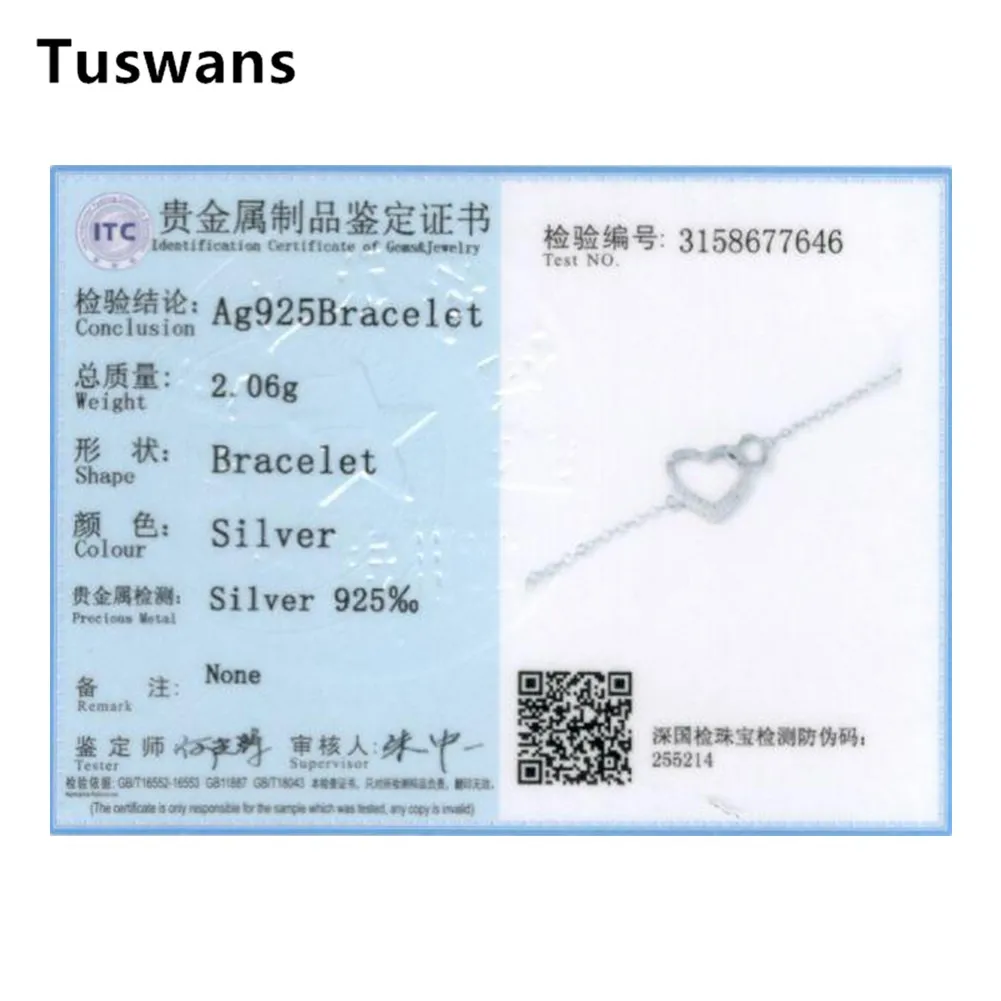 2018 Новая мода Женщины Чистое Серебро 925 Романтическое Сердце Любовь Кристалл Обаяние Браслеты Свадебные Пульсерас Изящные Ювелирные изделия.